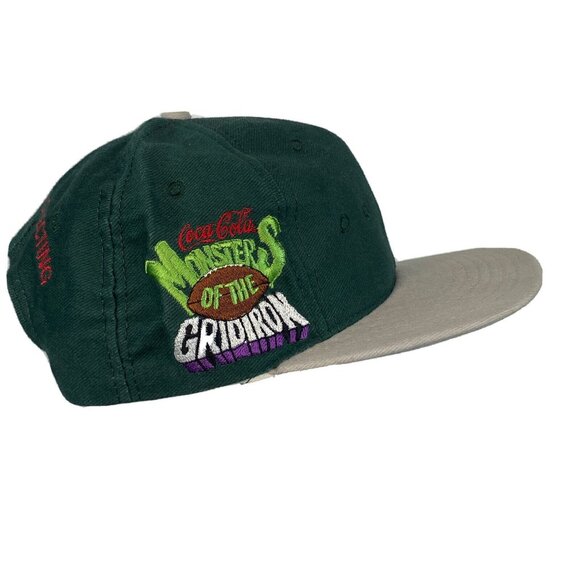 Vtg Coca Cola Monsters of the Gridiron Snapback USA Denim Green Hat Cap w Pin - Picture 14 of 14